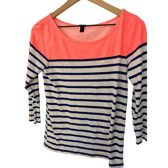 J.Crew Boatneck Three Quarters Sleeve Striped Tee Women's Size Small - Picture 4 of 7